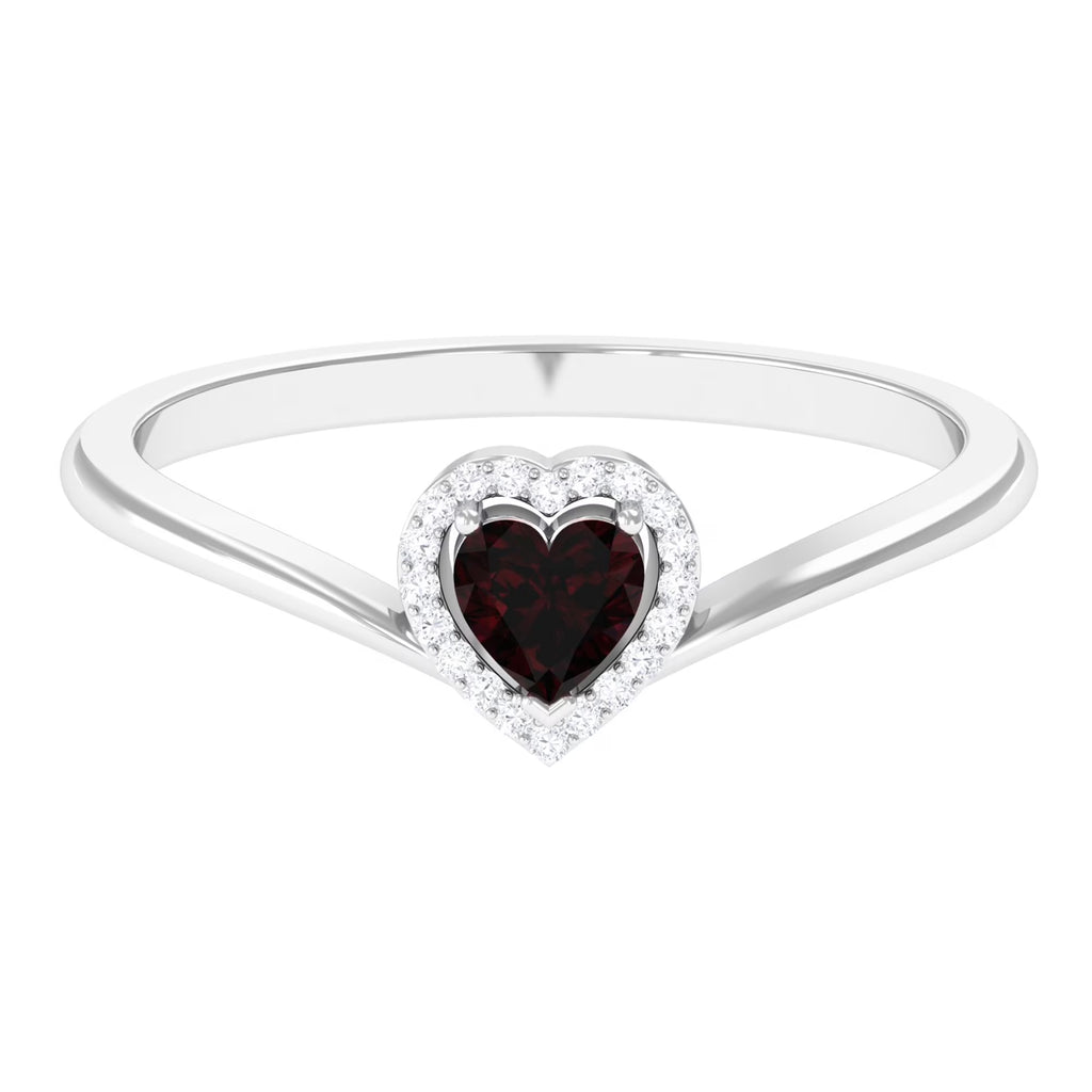 Heart Promise Ring with Diamond Halo, 925 Sterling Silver Y61407