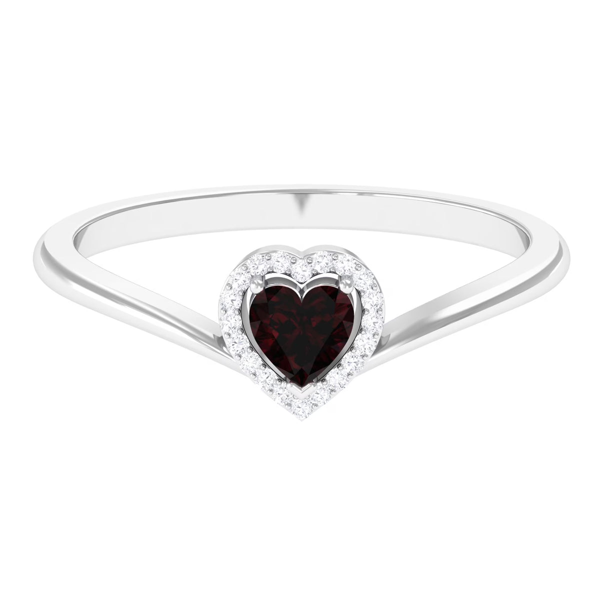 Heart Promise Ring with Diamond Halo, 925 Sterling Silver Y61407