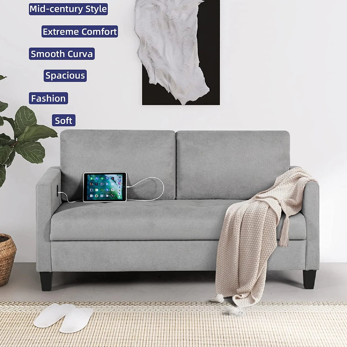 Light Grey Tufted 2 Seater Sofa I941080