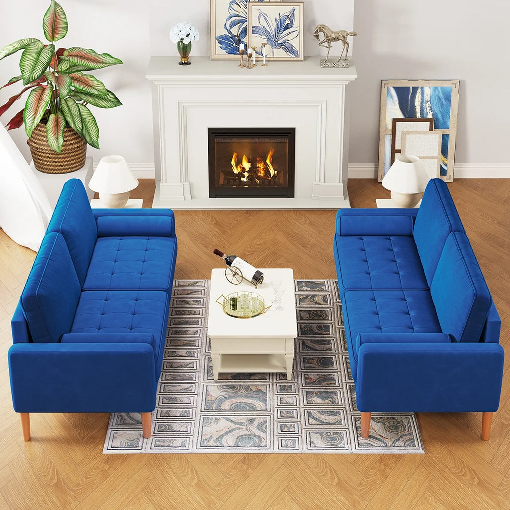 Blue L Shaped Sofa Couch 2 Seater Loveseat C430717