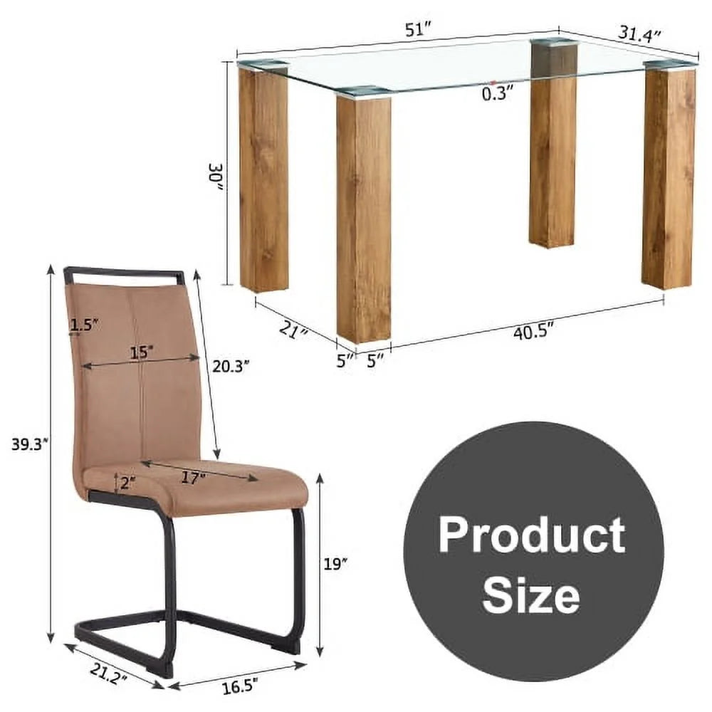 1 Table 4 Chairs Modern Minimalist Glass Dining Table Set V11342