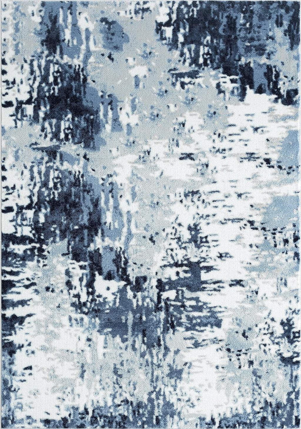 Blue White Grey Contemporary 5' 3" x 7' 6" Non-Shed Area Rug N576820