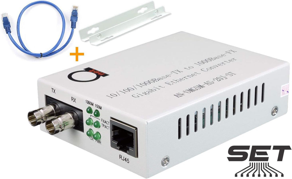 Gigabit Fiber Media Converter ST to UTP Cat5e Cat6 W539