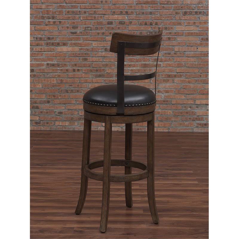 Swivel Tall Bar Stool in Washed Brown and Black S61784