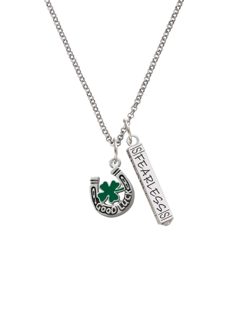 Silvertone Horseshoe Four Leaf Clover Charm Necklace, 23" W880