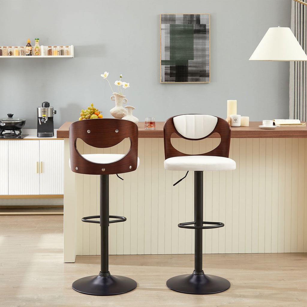 White Adjustable Swivel Bar Stools Set of 4 M65318