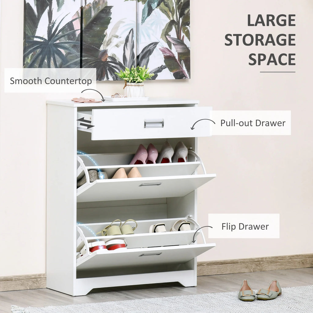 White 3-Drawer Shoe Cabinet with 2 Flip Doors T768798