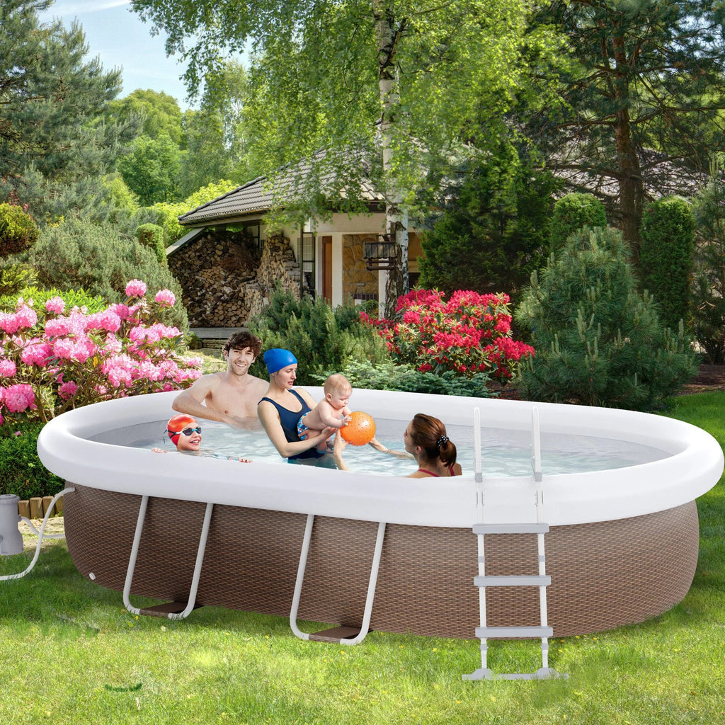 Brown Semi-Inflatable Frame Swimming Pool B8357