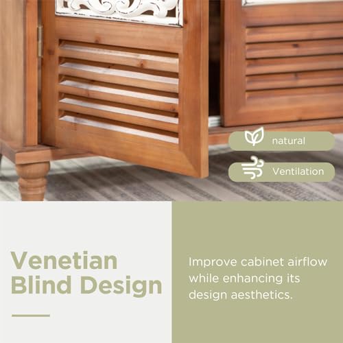 Accent Cabinet with 2 Doors Distressed Storage Cabinet with Carved Pattern H9816