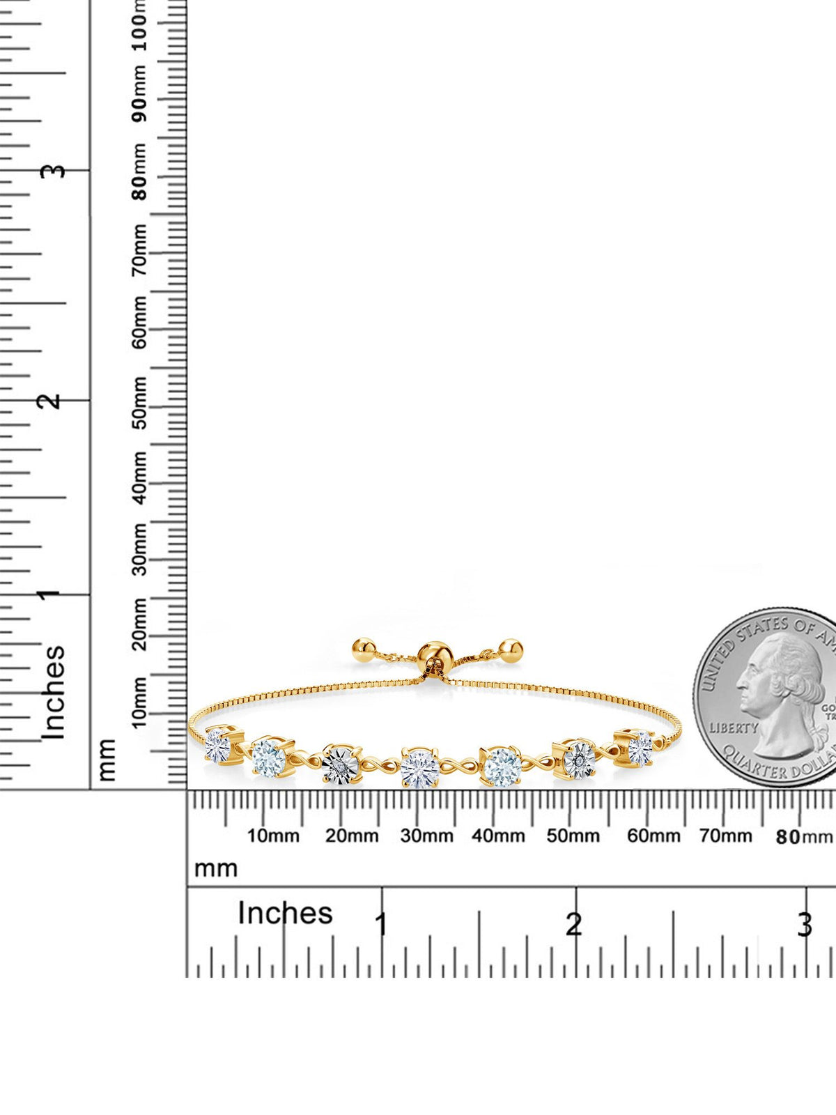 18K Yellow Gold Plated Silver Sky Blue Aquamarine Lab Grown Diamond Tennis Bracelet with Moissanite N2142