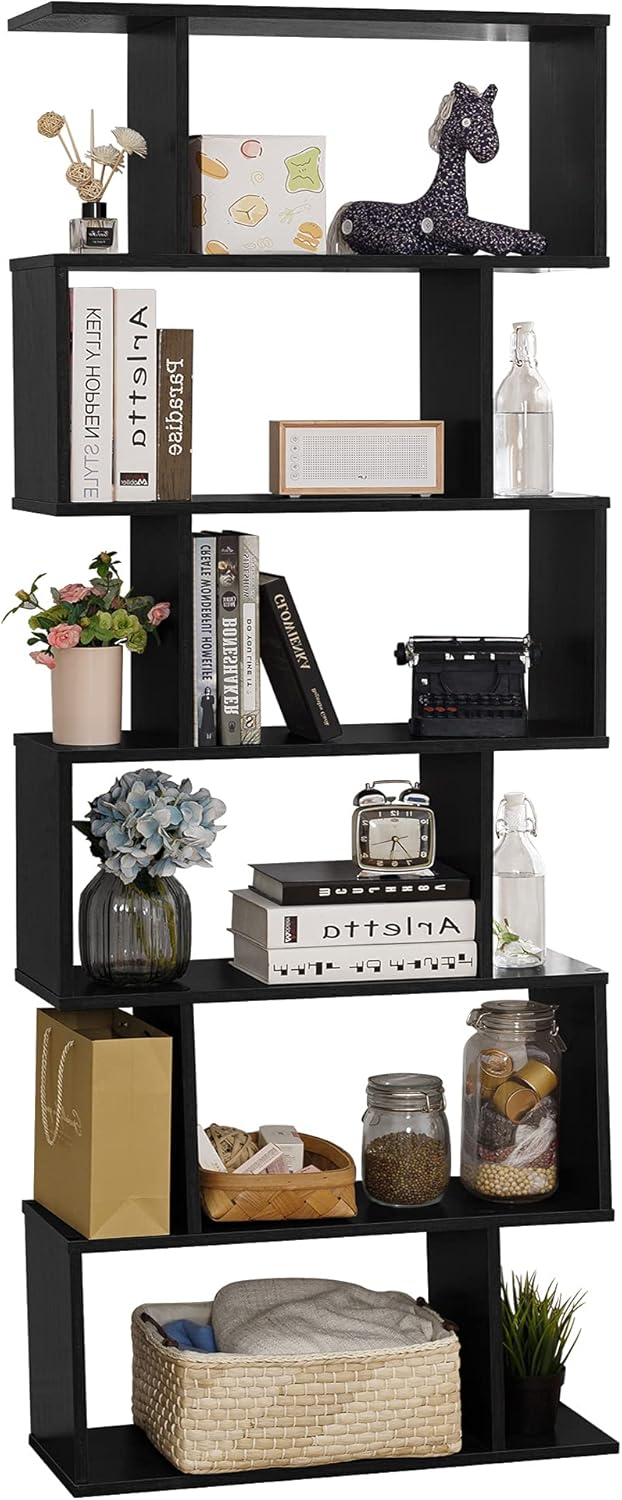 6-Tier White Wooden Bookcase and Room Divider N9979