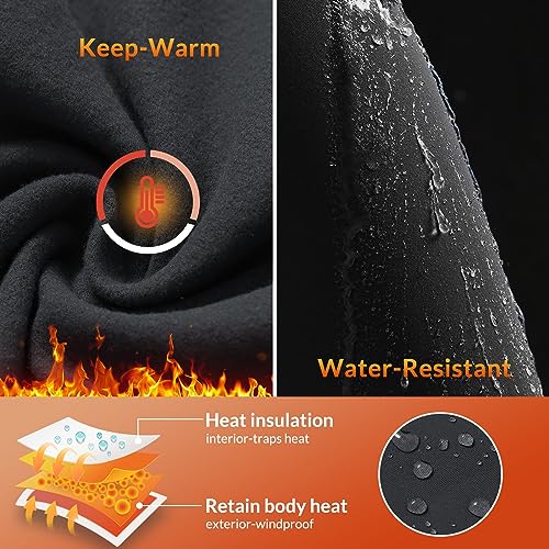 Women's Fleece Lined High Waisted Water Resistant Thermal Warm Winter Leggings with Pockets G164053