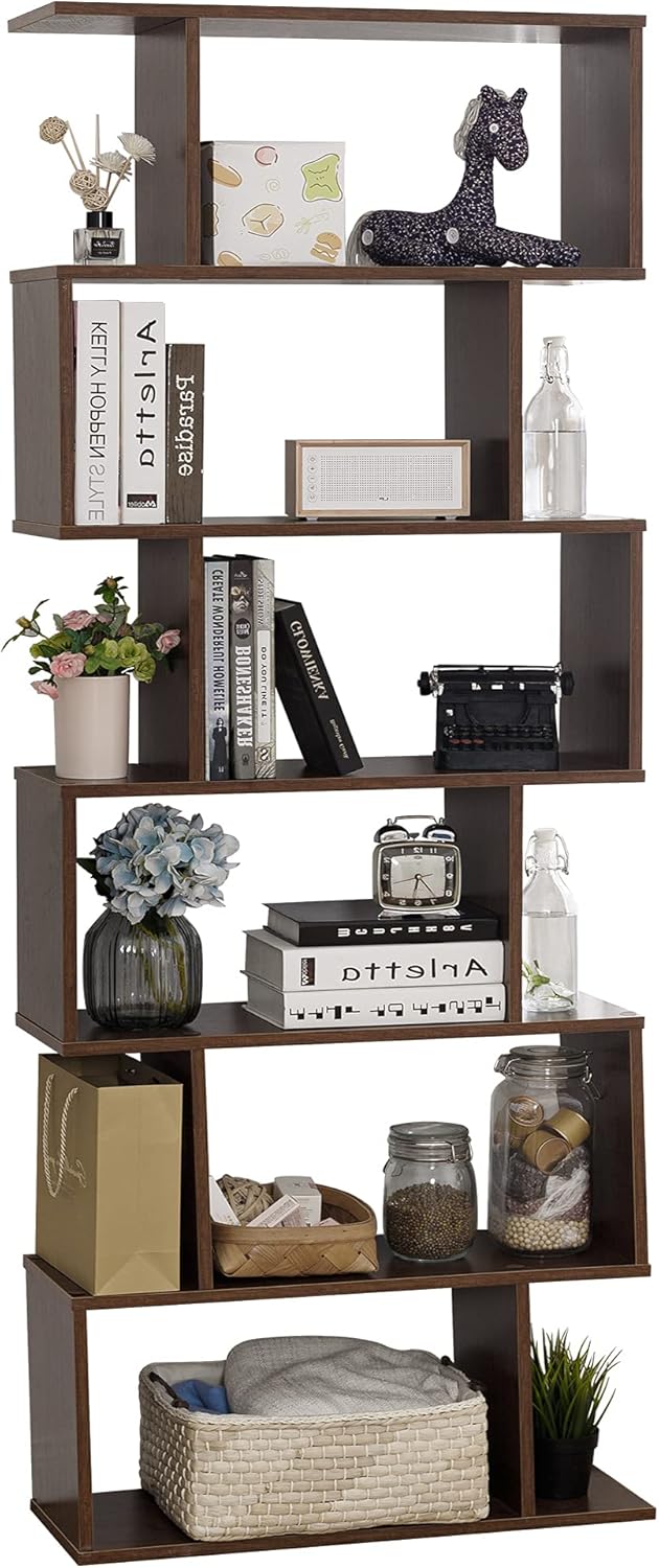 6-Tier White Wooden Bookcase and Room Divider N9979