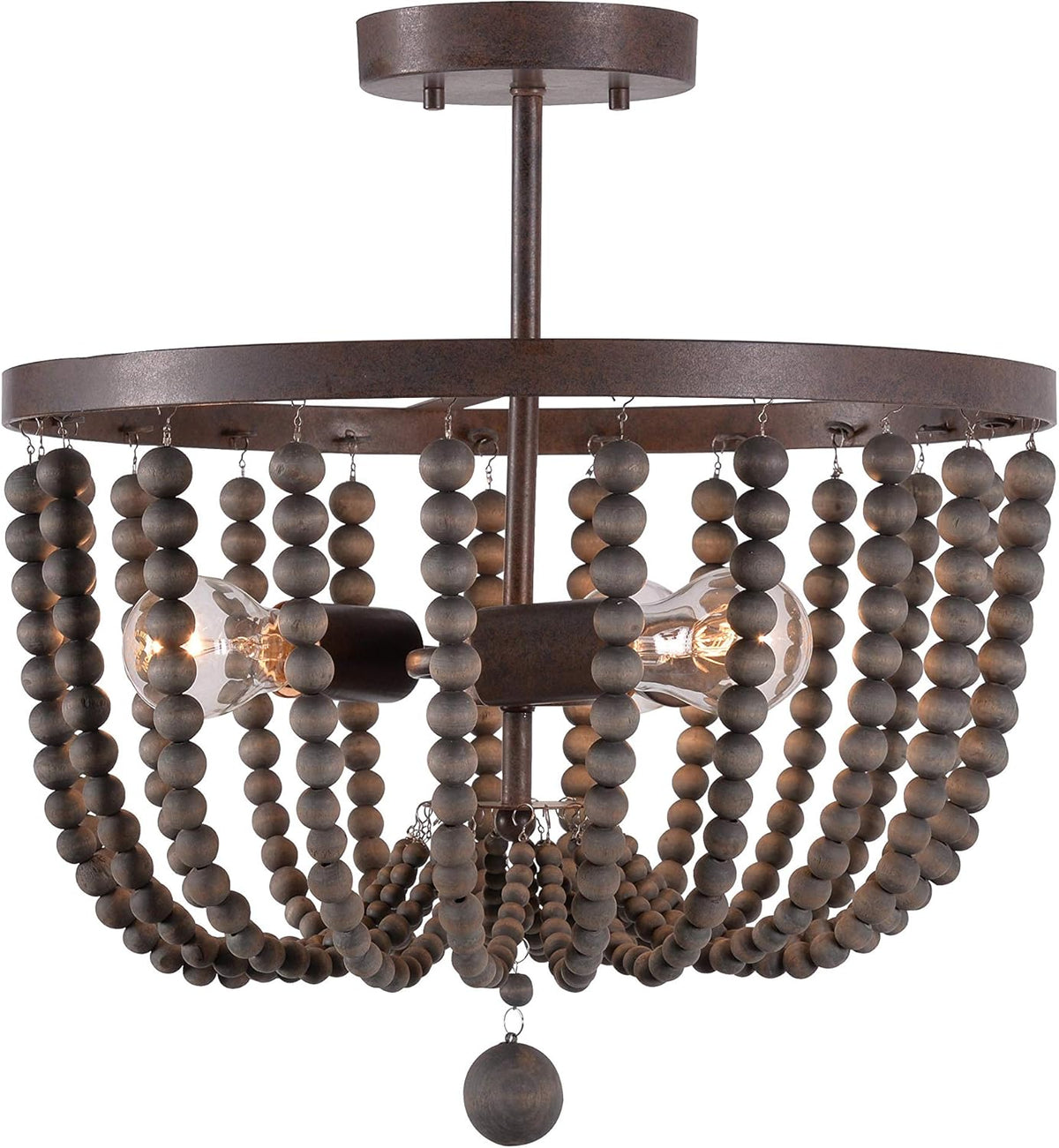 3 Lt Wood Bead Chandelier T80160