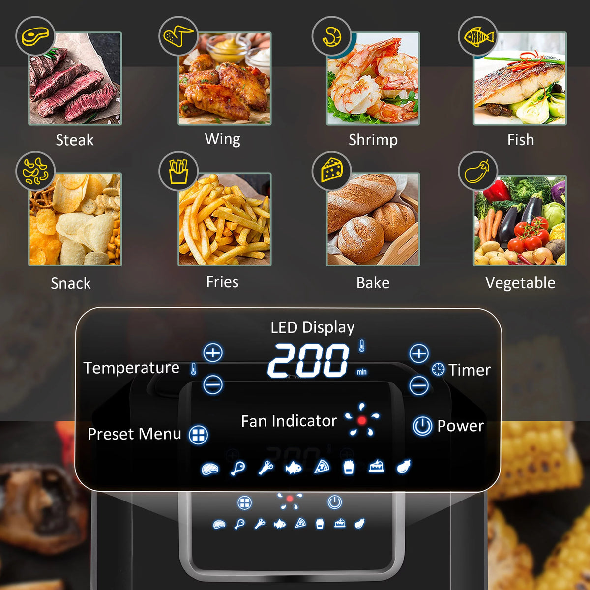 Black 6.9 Quart Air Fryer with Nonstick Basket X443