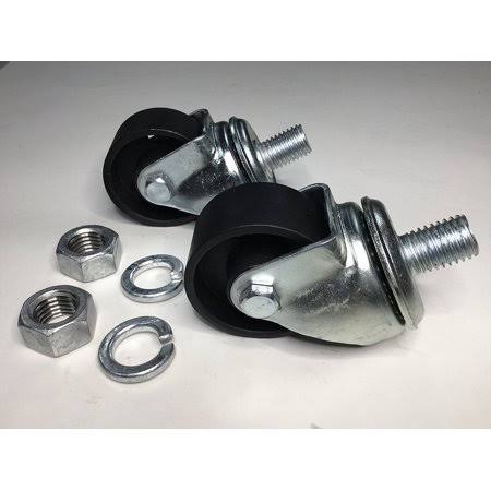 Floor Jack Casters Black 2 Pcs with Lock Washers Hex Nuts E663