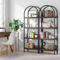 4-Tier Wood Bookshelf Set of 2 with Metal Frame X42312