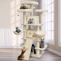 Beige Large Cat Tree with 2 Cat Condo & Scratching Posts S97274