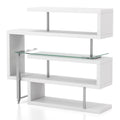 White Wood and Metal L-Shape Bookcase Desk G99829