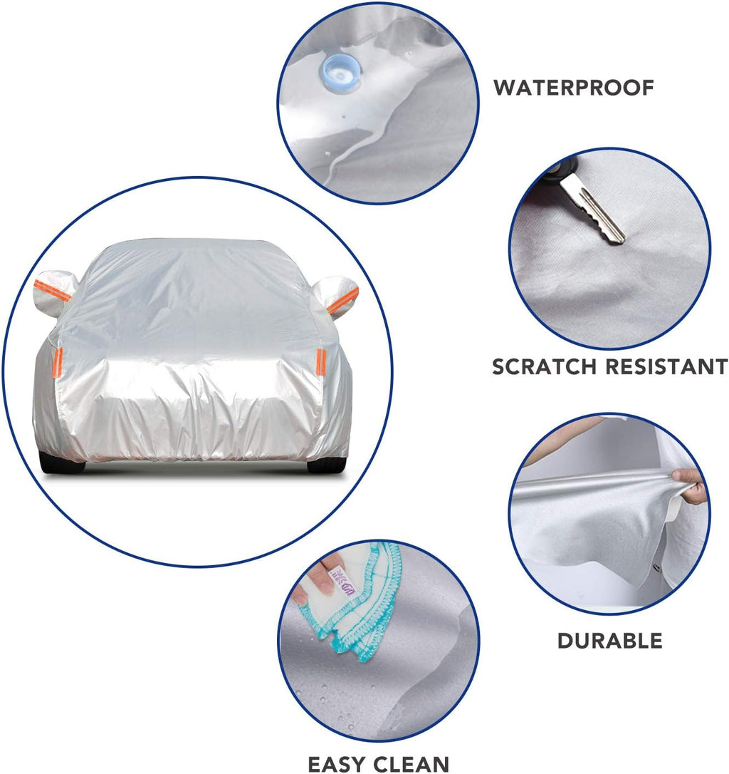 6 Layers Waterproof Car Cover with Zipper Door Pack of 2 M287