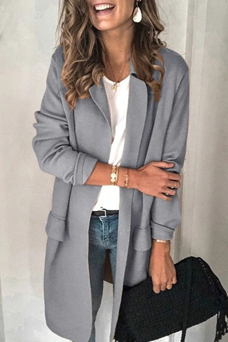 Casual Solid Turn-back Collar Outerwear W813106