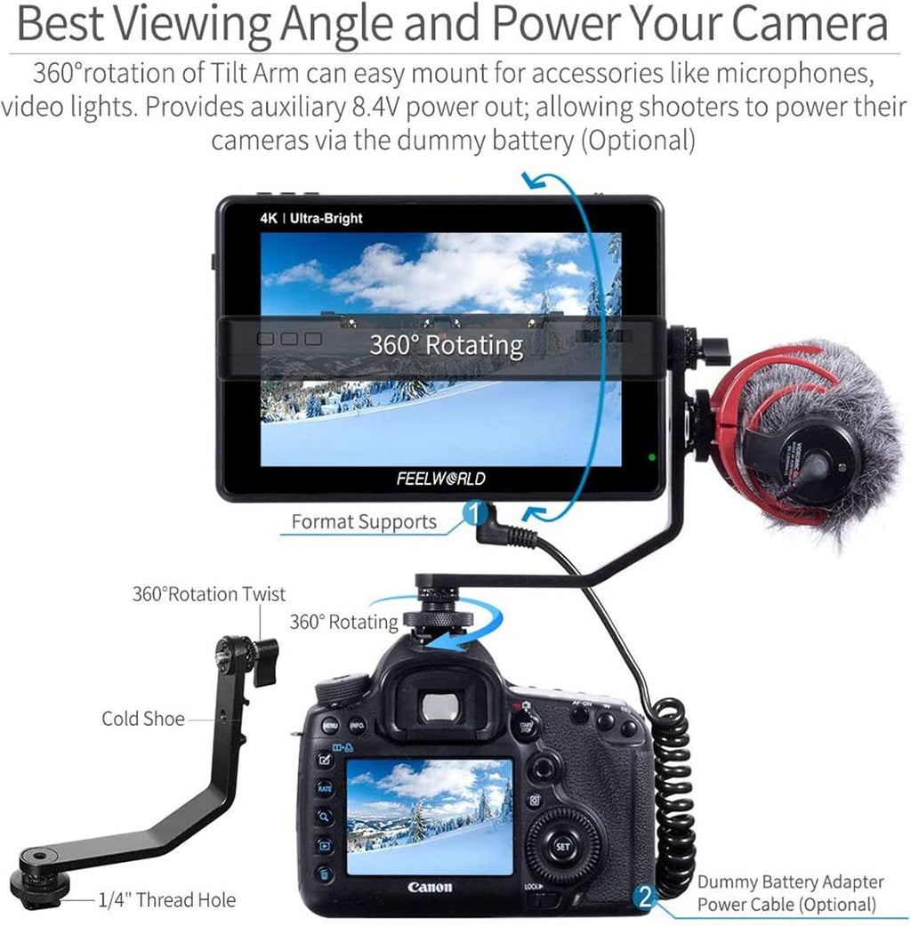 7 Inch 2200nits Touch Screen Camera Field Monitor with Waveform VectorScope 4K HDMI Input R44277