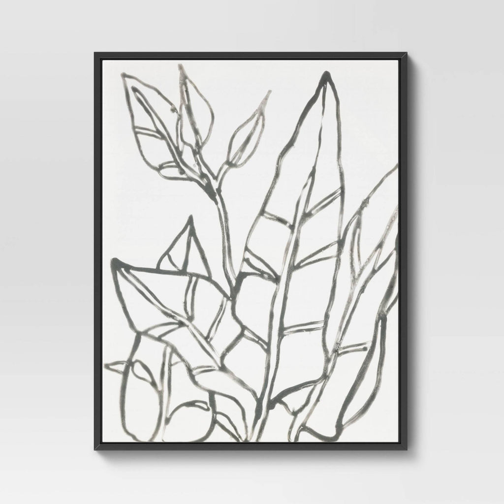 Botanical Sketch Framed Wall Canvas White/Black A973399