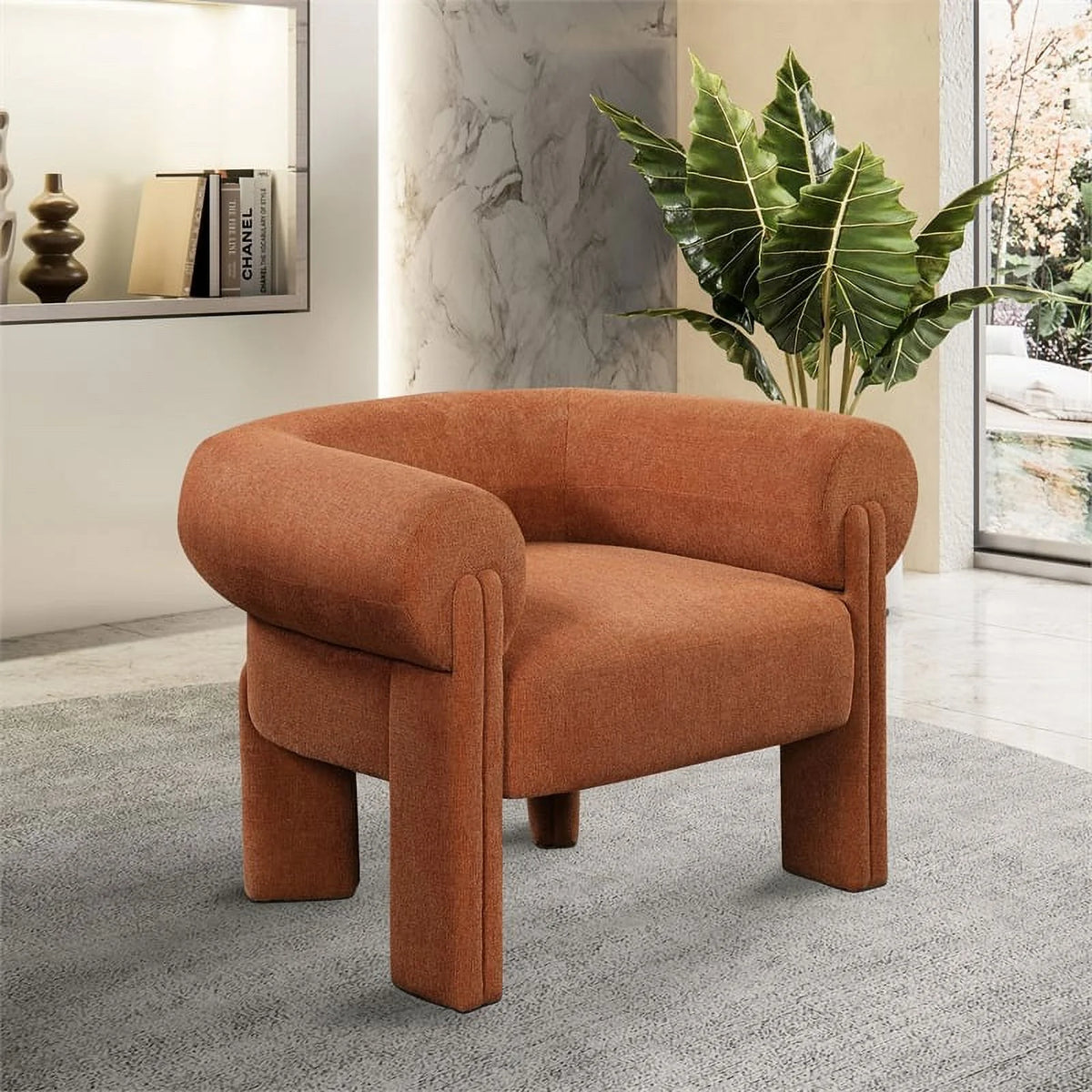 Cognac Fabric Accent Chair J96305