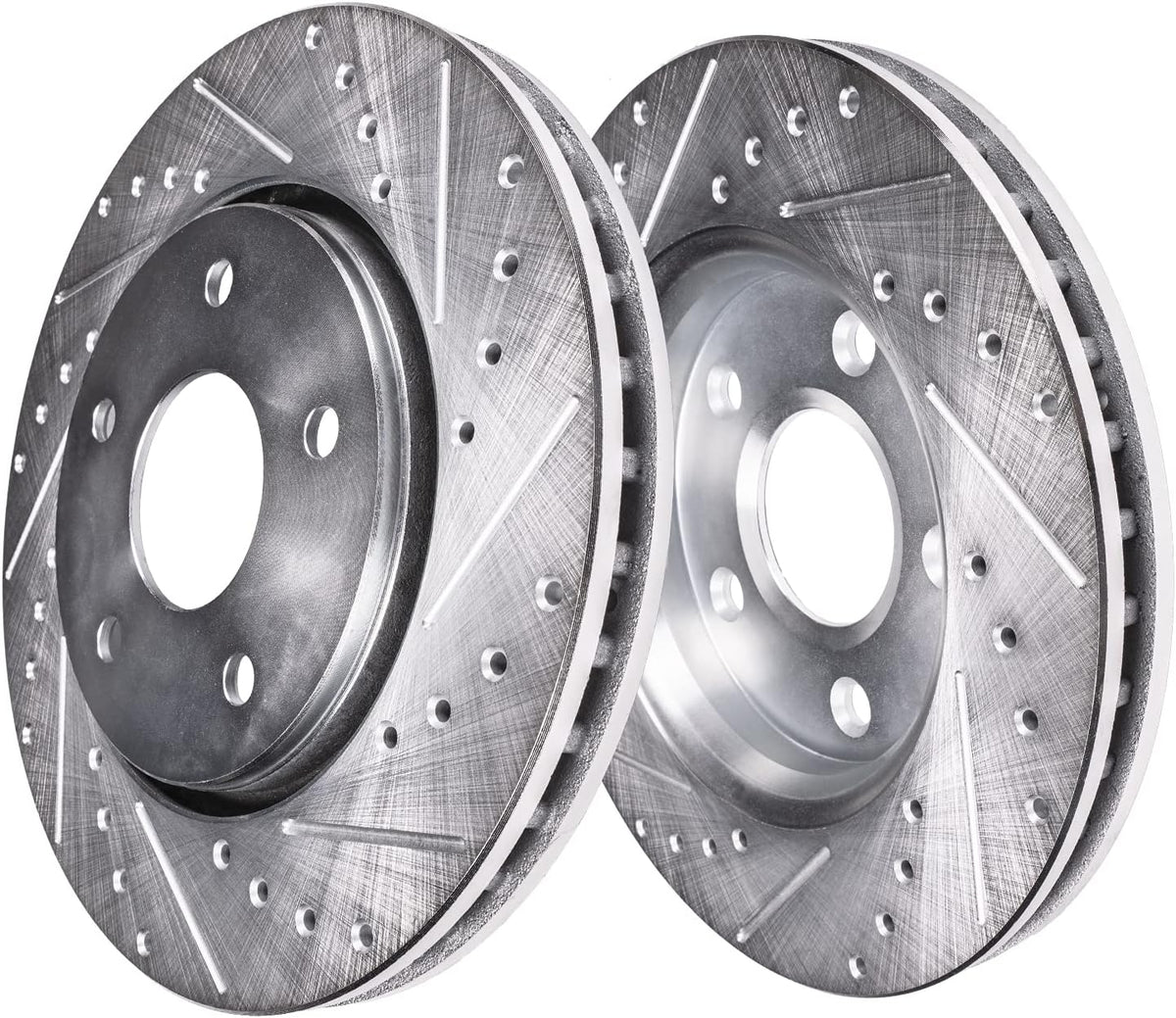 Front & Rear Drilled Slotted Rotors + Brake Pads 10pc Set Y58999