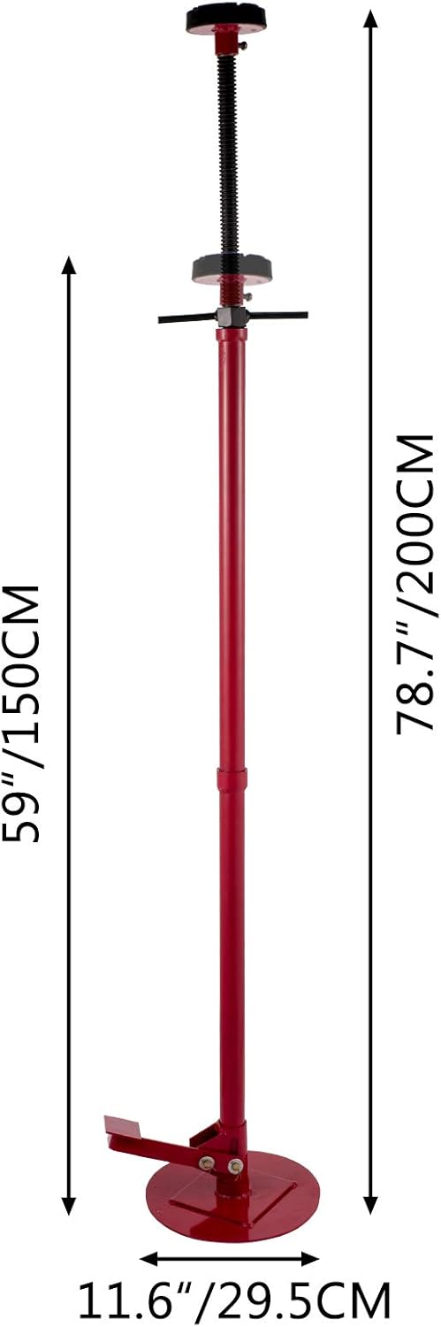 Underhoist Stand 3/4 Ton Capacity Pole Jack Heavy Duty Jack Stand Car Support Jack Lifting from 1.5 m to 2.0 m, Round Base, with Pedal, Red Pack of 2 R670