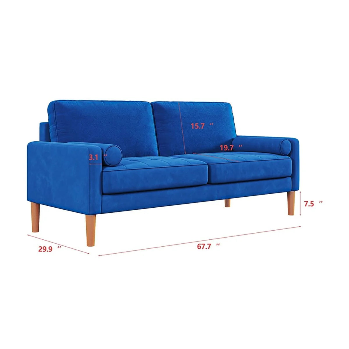 Blue L Shaped Sofa Couch 2 Seater Loveseat C430717