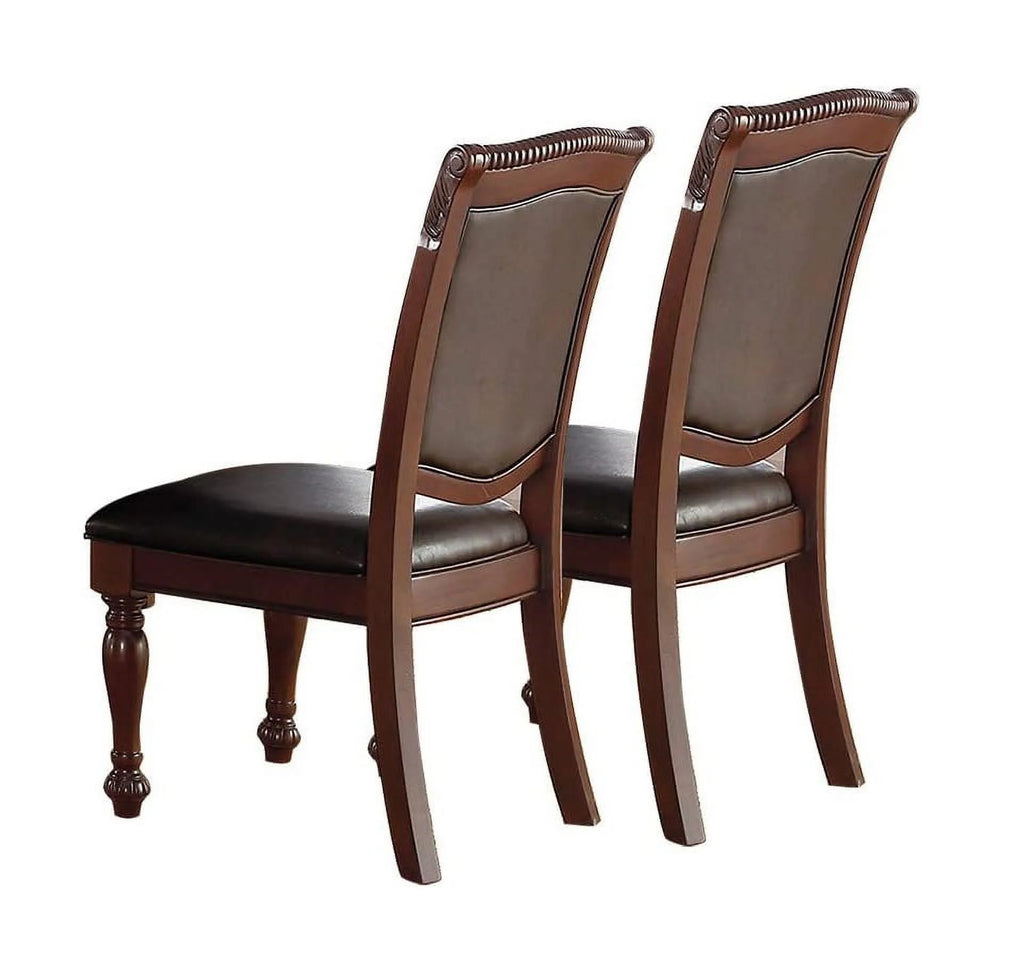 Set of 2 Brown Faux Leather Upholstered Rubberwood Arm Chairs W3356