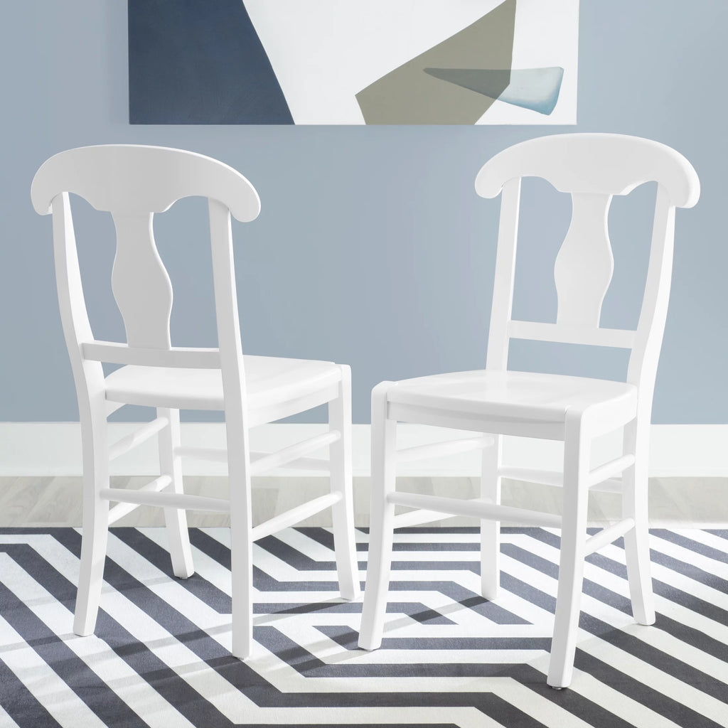 White Wood Dining Accent Chair Set of 2 S2347