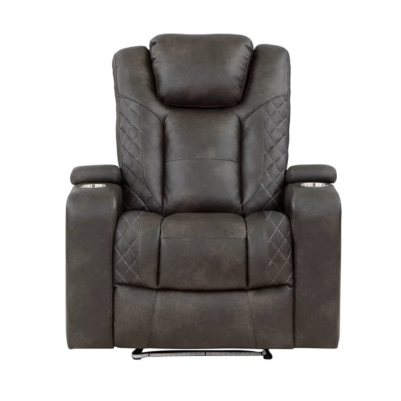Brownish Gray Faux Leather Power Reclining Chair O982826