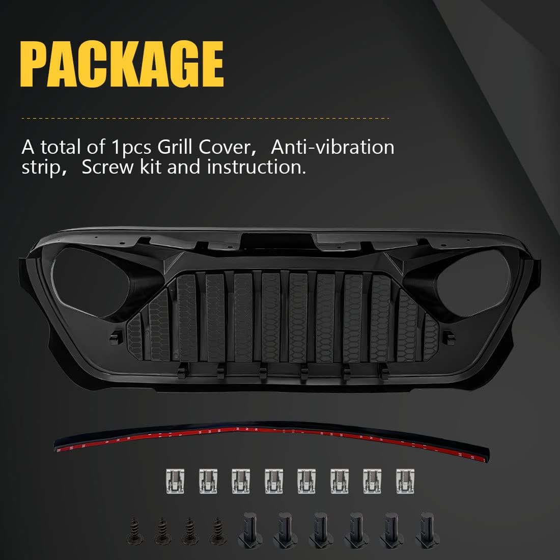 White Black Front Grill Cover with Mesh for Jeep Wrangler Y7777