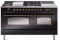 60 Dual Fuel Natural Gas Range Glossy Black Bronze Trim D221