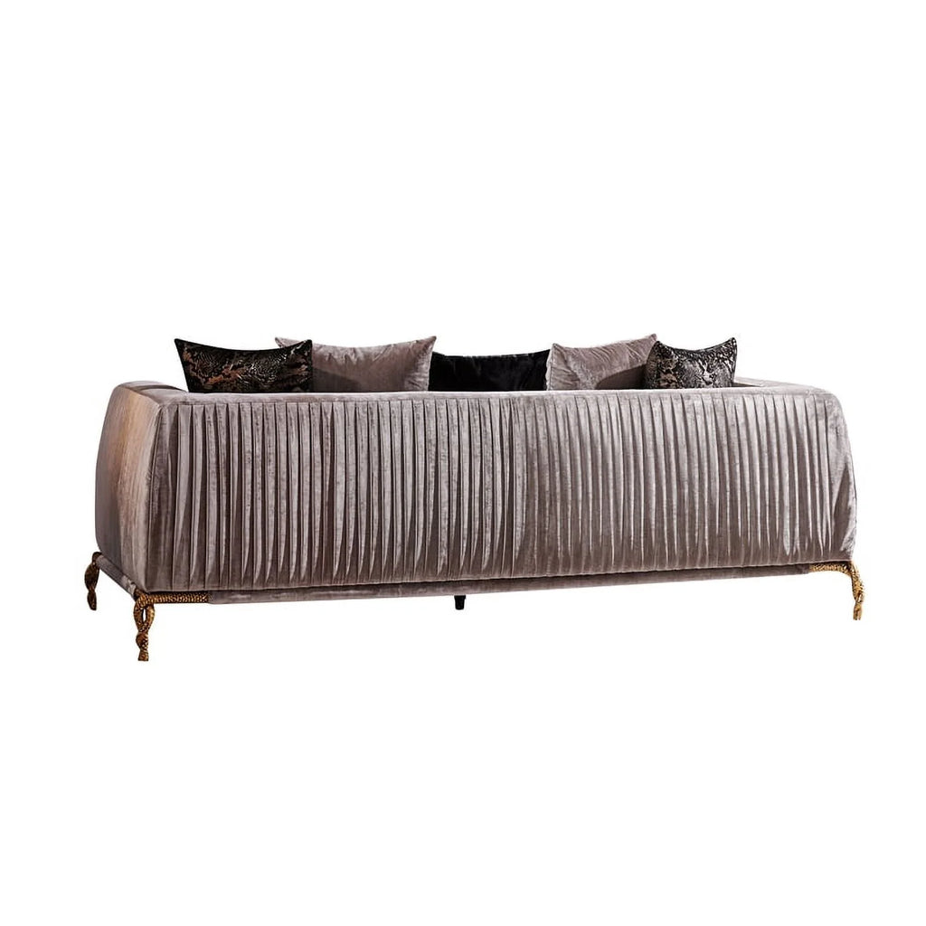 Ivory Velvet 2PC Living Room Set with Wood Z78256