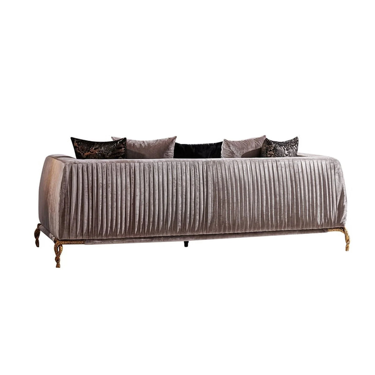 Ivory Velvet 2PC Living Room Set with Wood Z78256