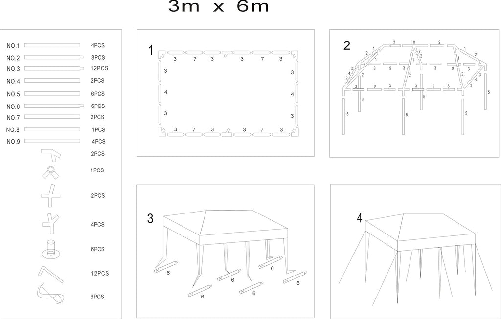 10 x 20 Outdoor Tent Canopy Gazebo Shelter with 6 Removable Sidewalls O98403