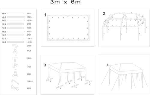 10 x 20 Outdoor Tent Canopy Gazebo Shelter with 6 Removable Sidewalls O98403