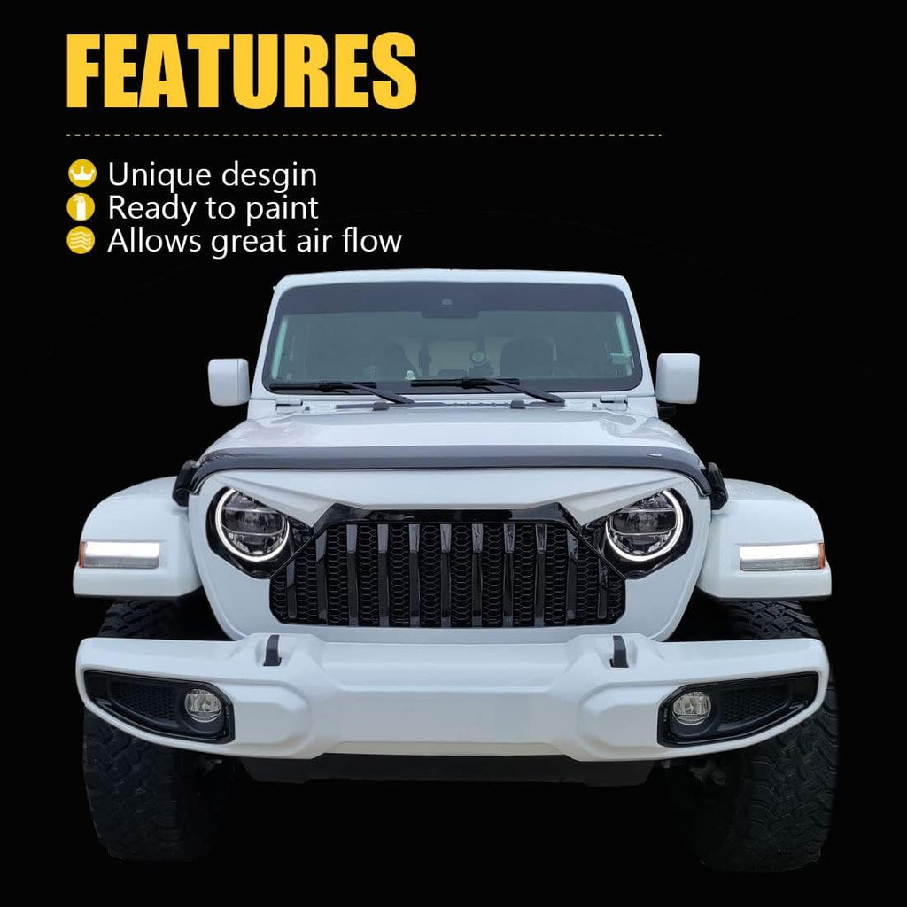 White Black Front Grill Cover with Mesh for Jeep Wrangler Y7777