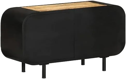Vintage Rough Mango Wood TV Stand Cabinet with Shelves Q820