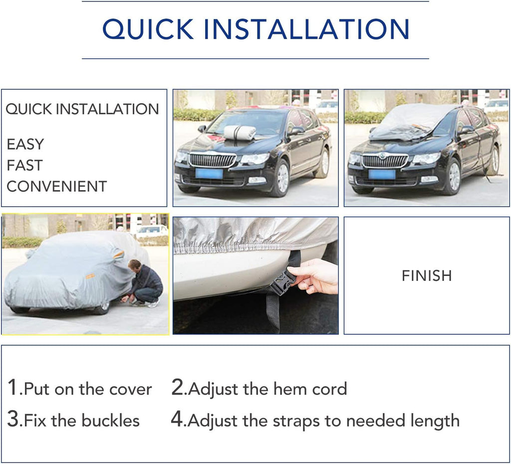 6 Layers Waterproof Car Cover with Zipper Door Pack of 2 M287