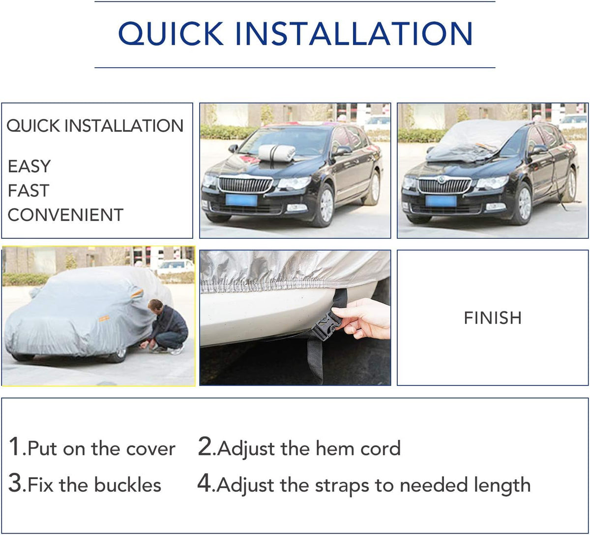 6 Layers Waterproof Car Cover with Zipper Door Pack of 2 M287