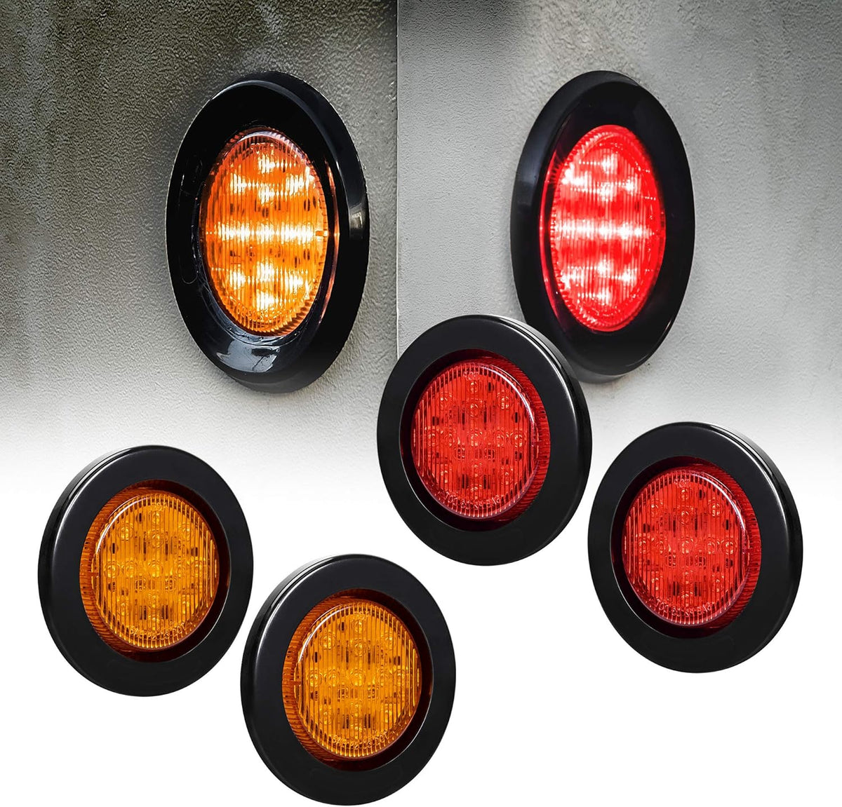 8pc 2.5" Amber Round Trailer LED Clearance Marker Lights Waterproof IP67 M5917
