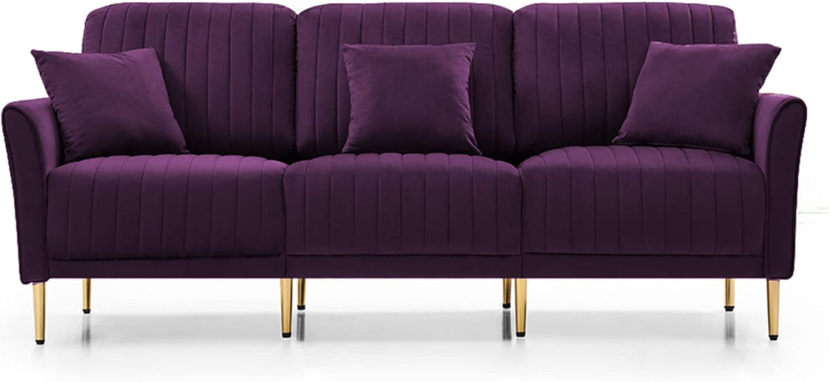 3-Piece Velvet Purple Sectional Sofa Set G1076