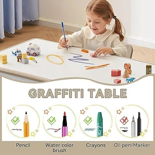 Height Adjustable Plastic Children Study Table and Chairs Set with 4 Seats L747