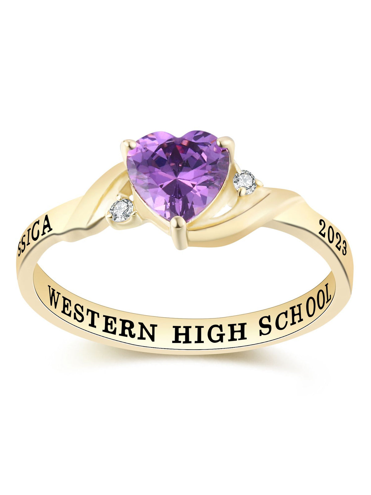 Sterling Silver Class Rings with CZ Birthstone L65725