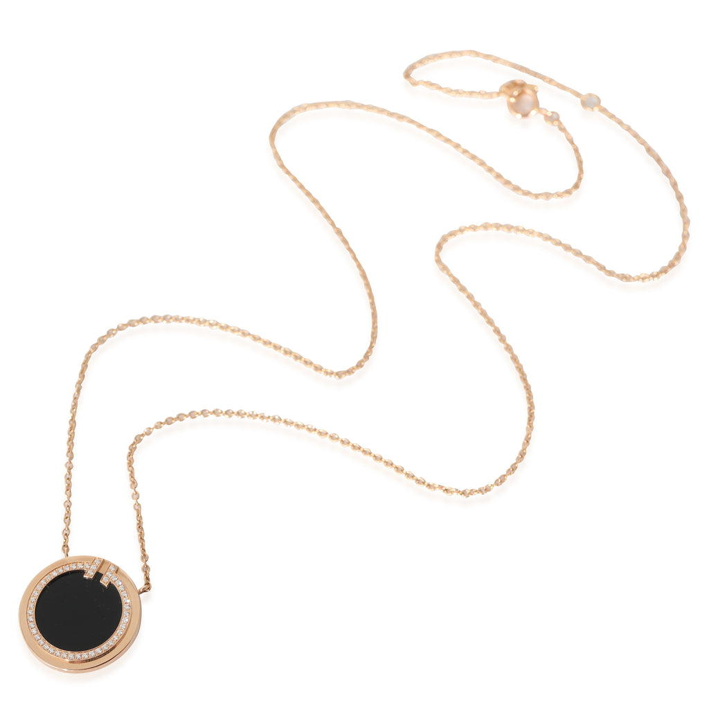Black Onyx Diamond Circle Pendant 18K Rose Gold Q754777