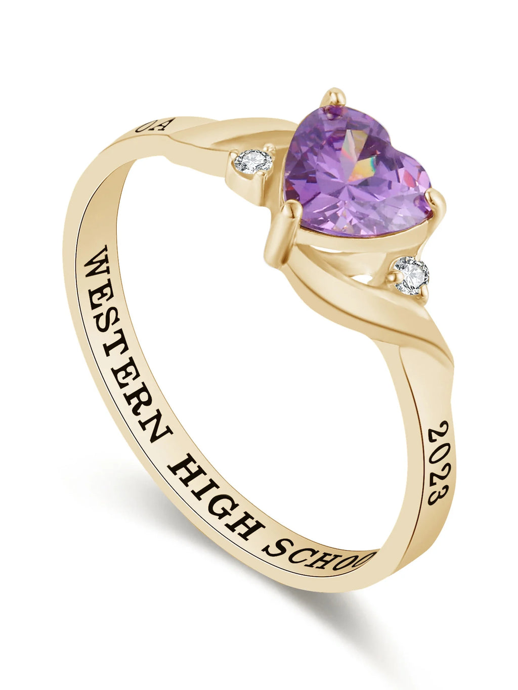 Sterling Silver Class Rings with CZ Birthstone L65725